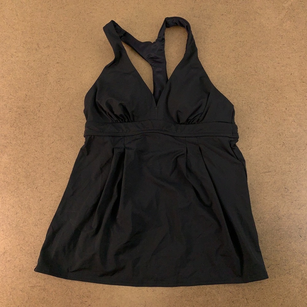 Lands End Women's Size 2 Black V Neck Swing Tankini Top New